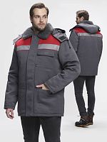 Куртка зимняя Бригада NEW (тк.Смесовая,210), т.серый/красный