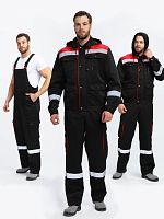 Костюм Титан-2 СОП с капюшоном CH (тк.Смесовая,210) п/к, черный/красный