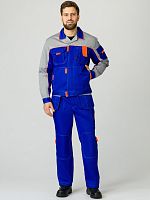 Костюм Союз-Профессионал-2 (тк.Балтекс,240) п/к, васильковый/св.серый/оранжевый