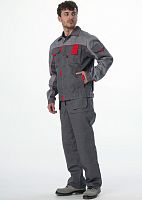 Костюм Союз-Профессионал-1 CH МВО (тк.Смесовая,240) брюки, т.серый/св.серый/красный